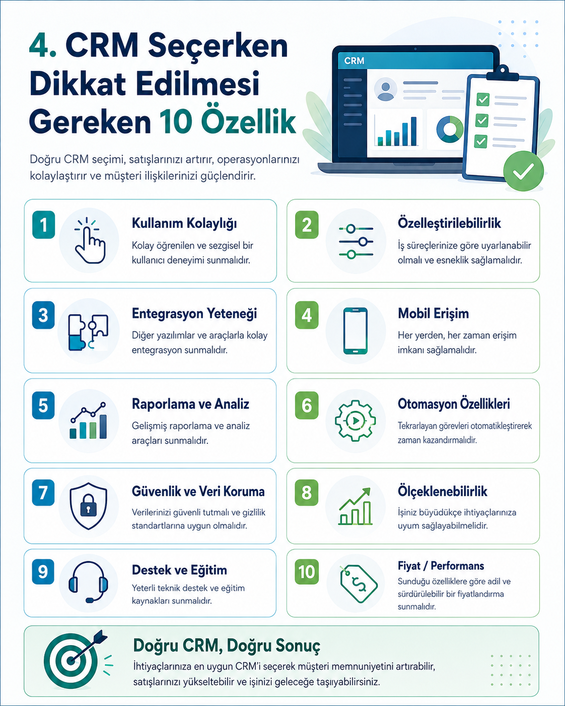 CRM Se&ccedil;erken Dikkat Edilmesi Gereken 10 &Ouml;zellik