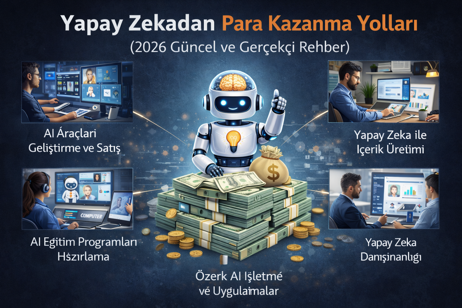 Yapay Zekadan Para Kazanma Yolları (2026 G&uuml;ncel ve Ger&ccedil;ek&ccedil;i Rehber)