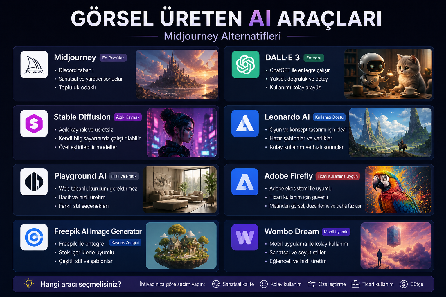 G&ouml;rsel &Uuml;reten AI Ara&ccedil;ları
