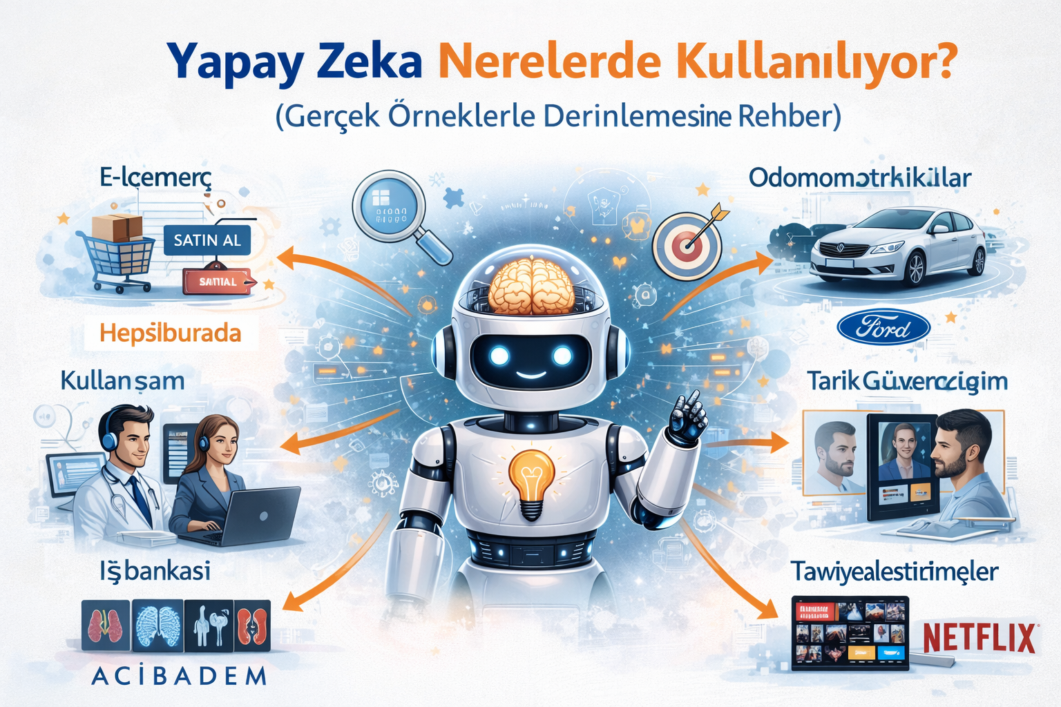 Yapay Zeka Nerelerde Kullanılıyor? (Ger&ccedil;ek &Ouml;rneklerle Derinlemesine Rehber)
